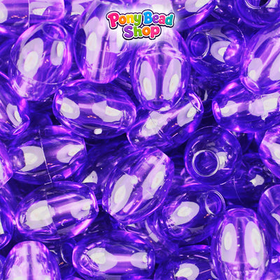 Amethyst Transparent 14mm Oval Plastic Pony Beads (200pcs)