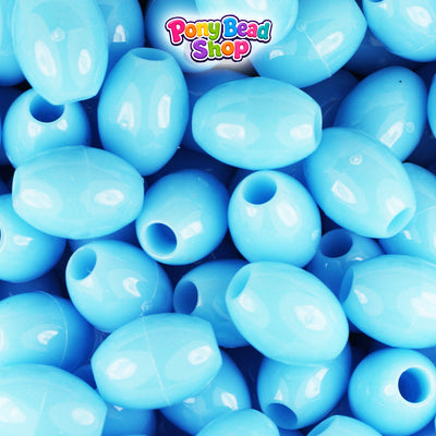 Baby Blue Opaque 14mm Oval Plastic Pony Beads (200pcs)
