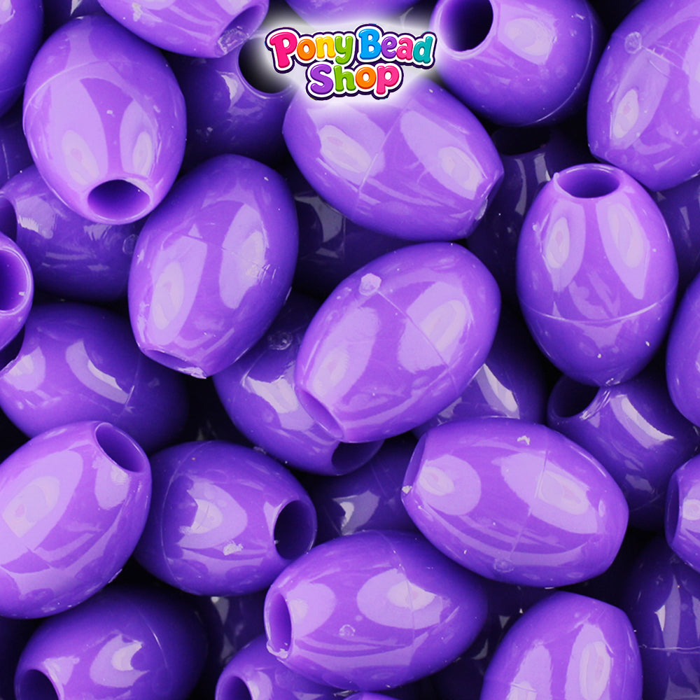 Dark Lilac Opaque 14mm Oval Plastic Pony Beads (200pcs)