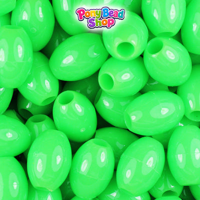 Lime Opaque 14mm Oval Plastic Pony Beads (200pcs)