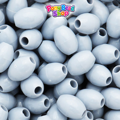 Grey Opaque 14mm Oval Plastic Pony Beads (200pcs)