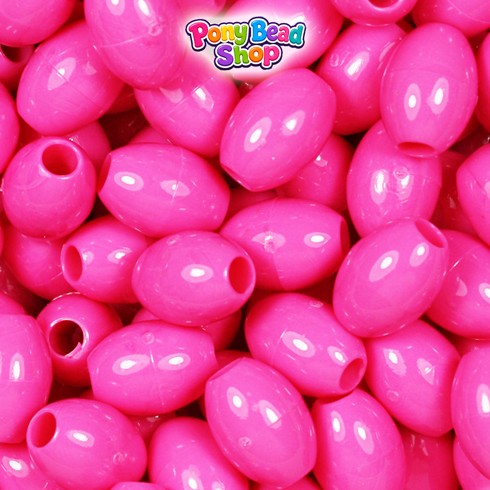 Dark Pink Opaque 14mm Oval Plastic Pony Beads (200pcs)