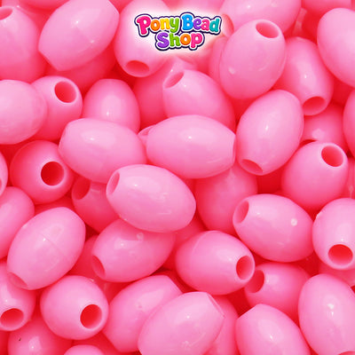 Baby Pink Opaque 14mm Oval Plastic Pony Beads (200pcs)