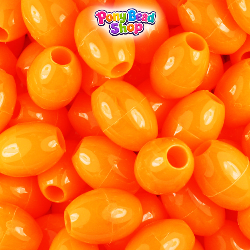 Orange Opaque 14mm Oval Plastic Pony Beads (200pcs)