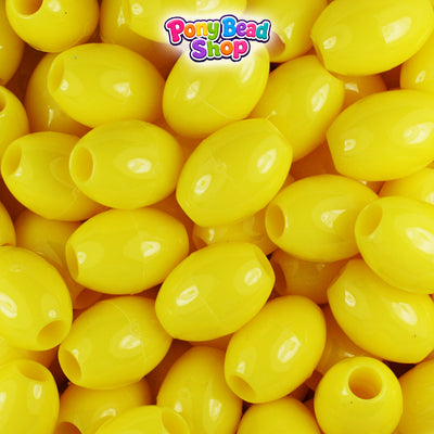Yellow Opaque 14mm Oval Plastic Pony Beads (200pcs)