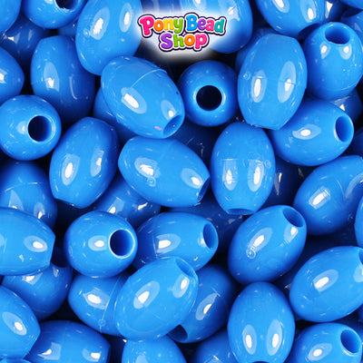 True Blue Neon Bright 14mm Oval Plastic Pony Beads (200pcs)