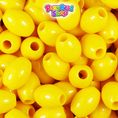 Bright Yellow Opaque 14mm Oval Plastic Pony Beads (200pcs)