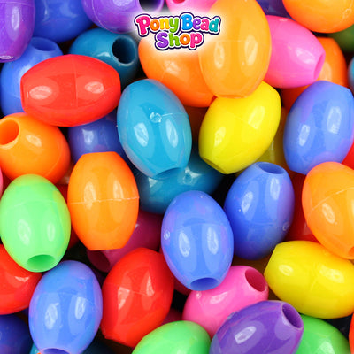 Circus Opaque Mix 14mm Oval Plastic Pony Beads (200pcs)