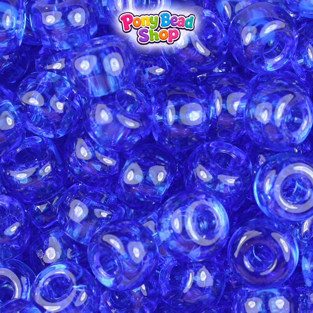 Dark Sapphire Transparent 11mm Large Barrel Plastic Pony Beads (250pcs)