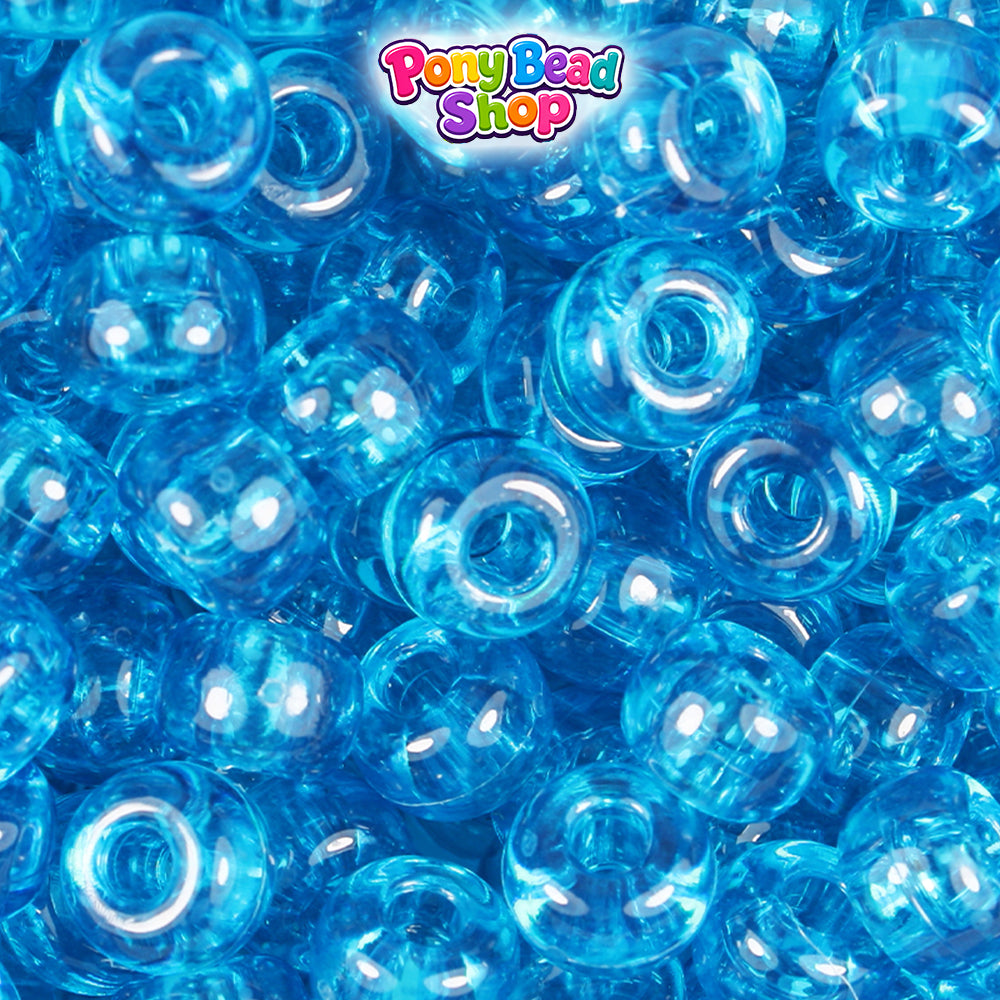 Turquoise Transparent 11mm Large Barrel Plastic Pony Beads (250pcs)