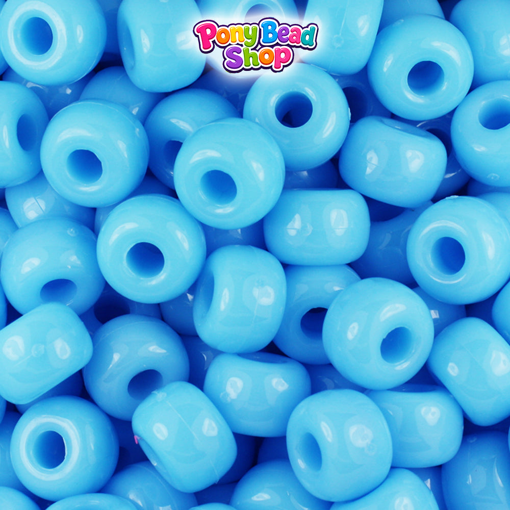 Baby Blue Opaque 11mm Large Barrel Plastic Pony Beads (250pcs)