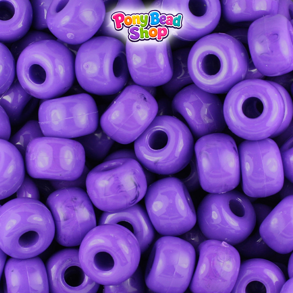 Dark Lilac Opaque 11mm Large Barrel Plastic Pony Beads (250pcs)