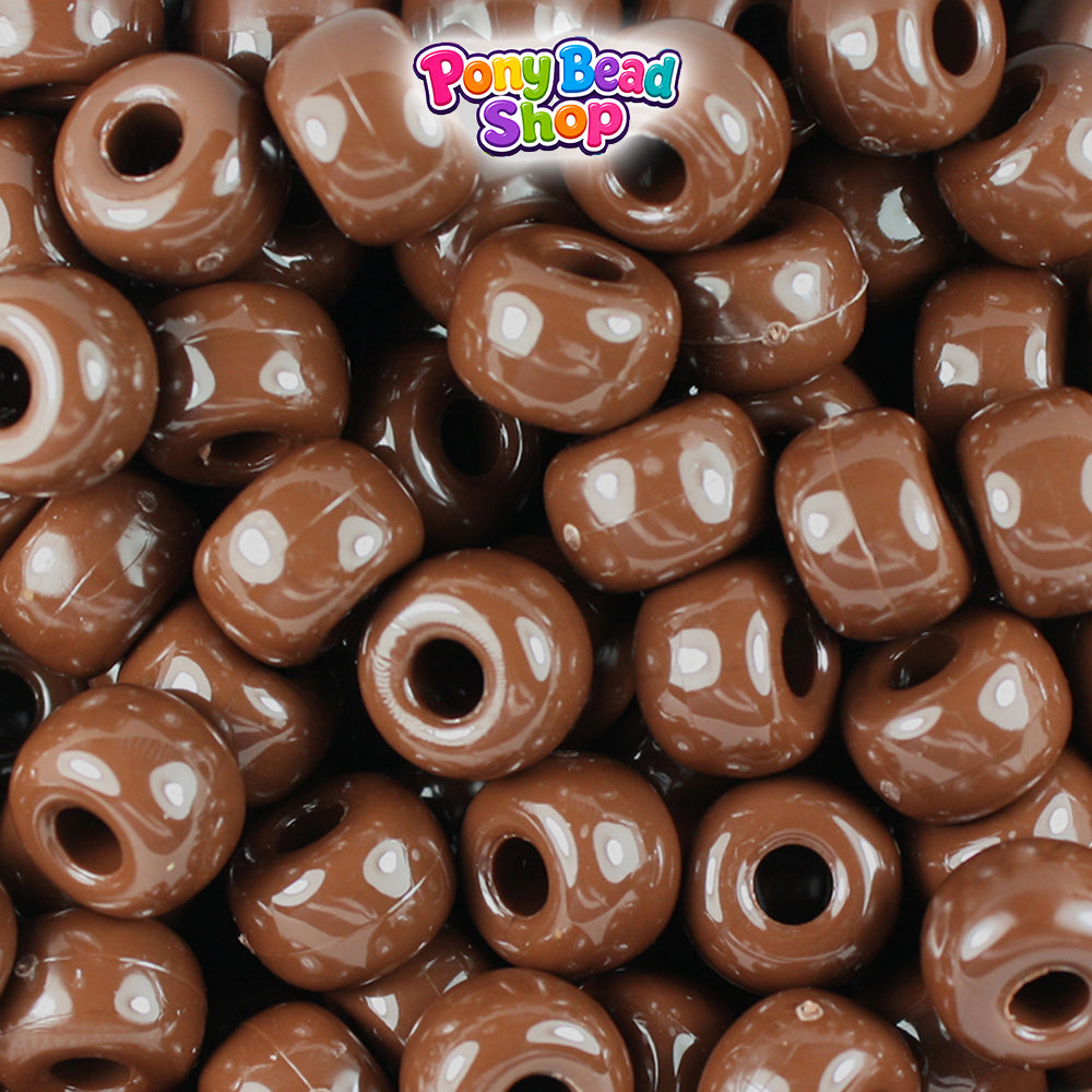 Chocolate Opaque 11mm Large Barrel Plastic Pony Beads (250pcs)