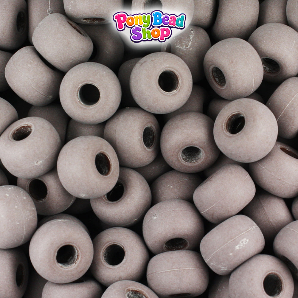 Chocolate Matte 11mm Large Barrel Plastic Pony Beads (250pcs)
