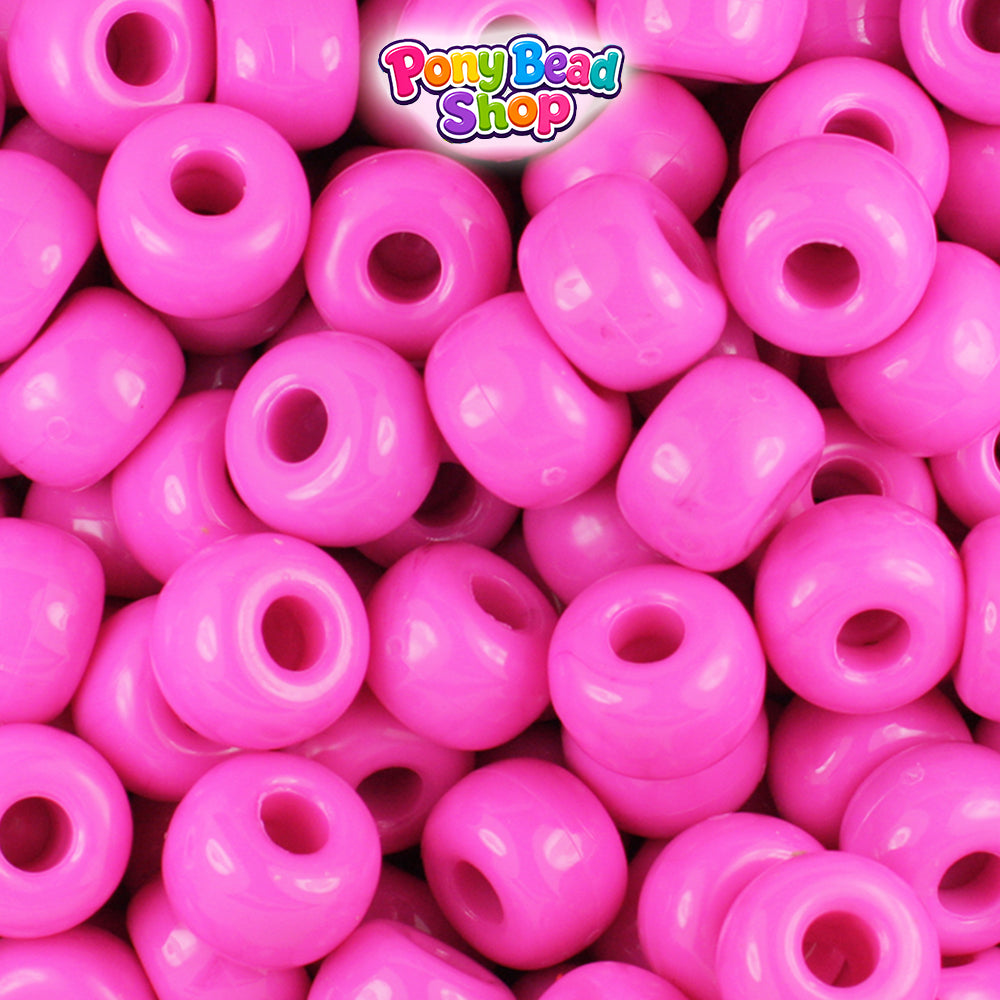 Dark Pink Opaque 11mm Large Barrel Plastic Pony Beads (250pcs)