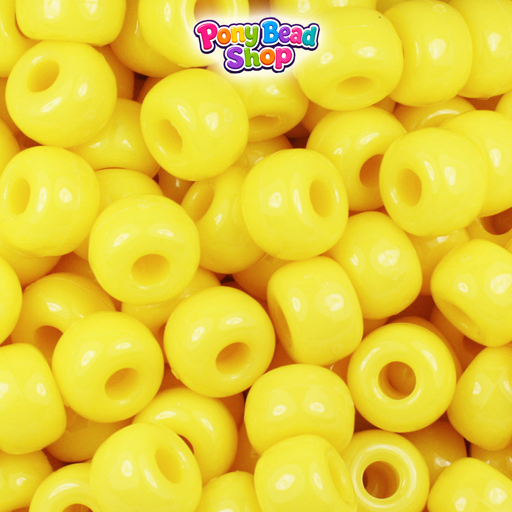 Yellow Opaque 11mm Large Barrel Plastic Pony Beads (250pcs)