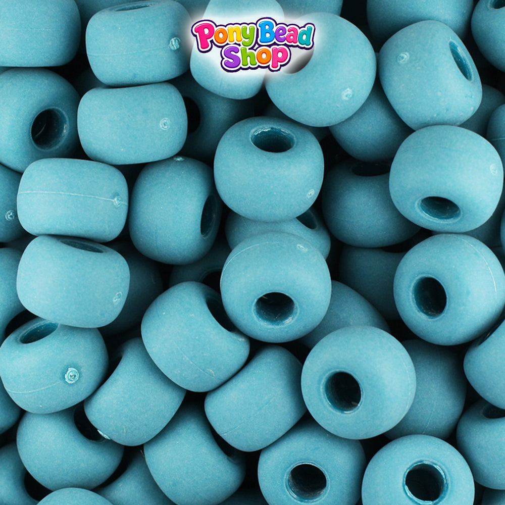 Dark Teal Matte 11mm Large Barrel Plastic Pony Beads (250pcs)