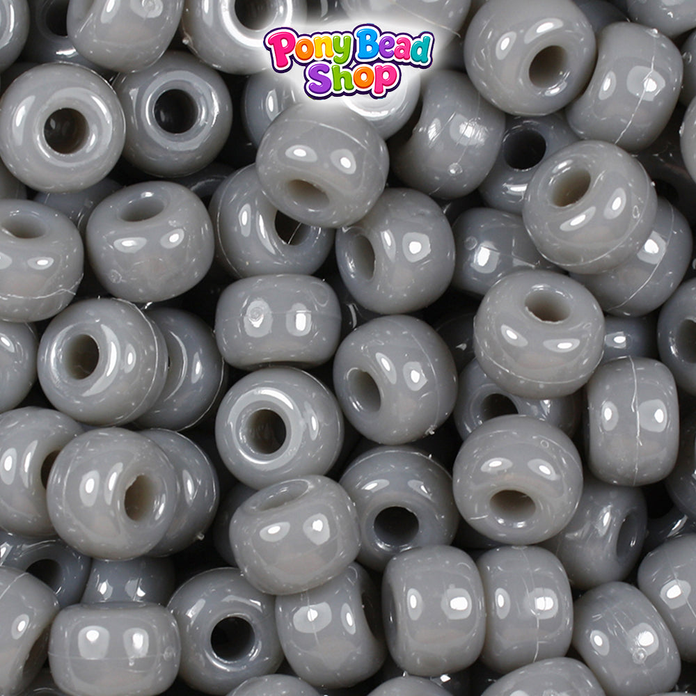 Milky Grey Opaque 11mm Large Barrel Plastic Pony Beads (250pcs)