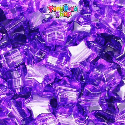 Amethyst Transparent 13mm Star Plastic Pony Beads (250pcs)