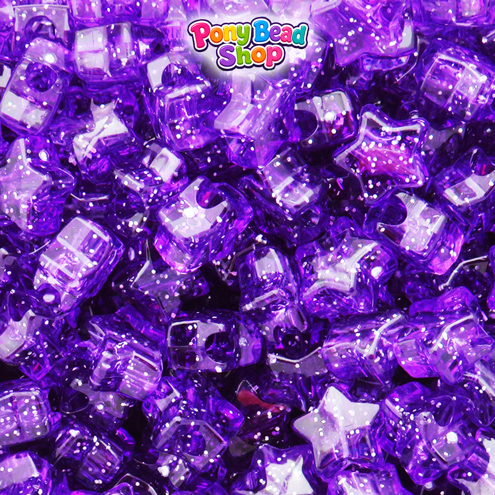 Amethyst Sparkle 13mm Star Plastic Pony Beads (250pcs)