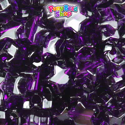 Dark Amethyst Transparent 13mm Star Plastic Pony Beads (250pcs)