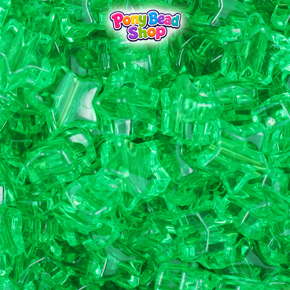 Mint Transparent 13mm Star Plastic Pony Beads (250pcs)