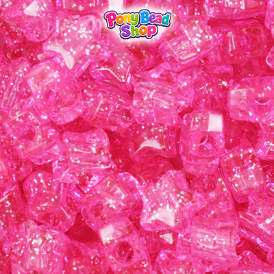 Pink Sparkle 13mm Star Plastic Pony Beads (250pcs)