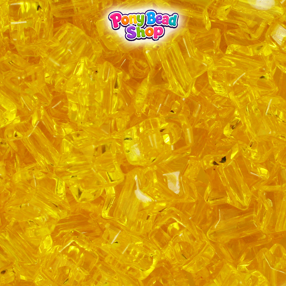 Dark Yellow Transparent 13mm Star Plastic Pony Beads (250pcs)