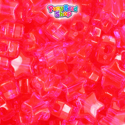 Hot Pink Transparent 13mm Star Plastic Pony Beads (250pcs)