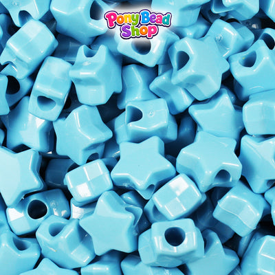 Baby Blue Opaque 13mm Star Plastic Pony Beads (250pcs)