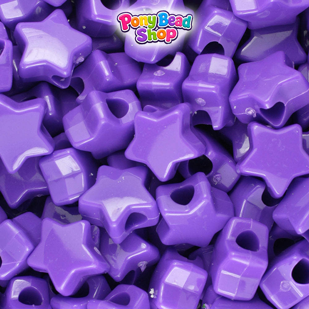 Dark Lilac Opaque 13mm Star Plastic Pony Beads (250pcs)