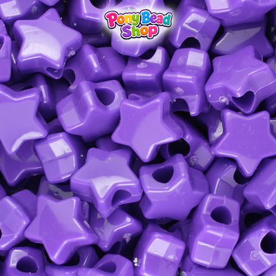 Dark Lilac Opaque 13mm Star Plastic Pony Beads (250pcs)