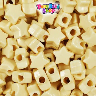 Ivory Opaque 13mm Star Plastic Pony Beads (250pcs)
