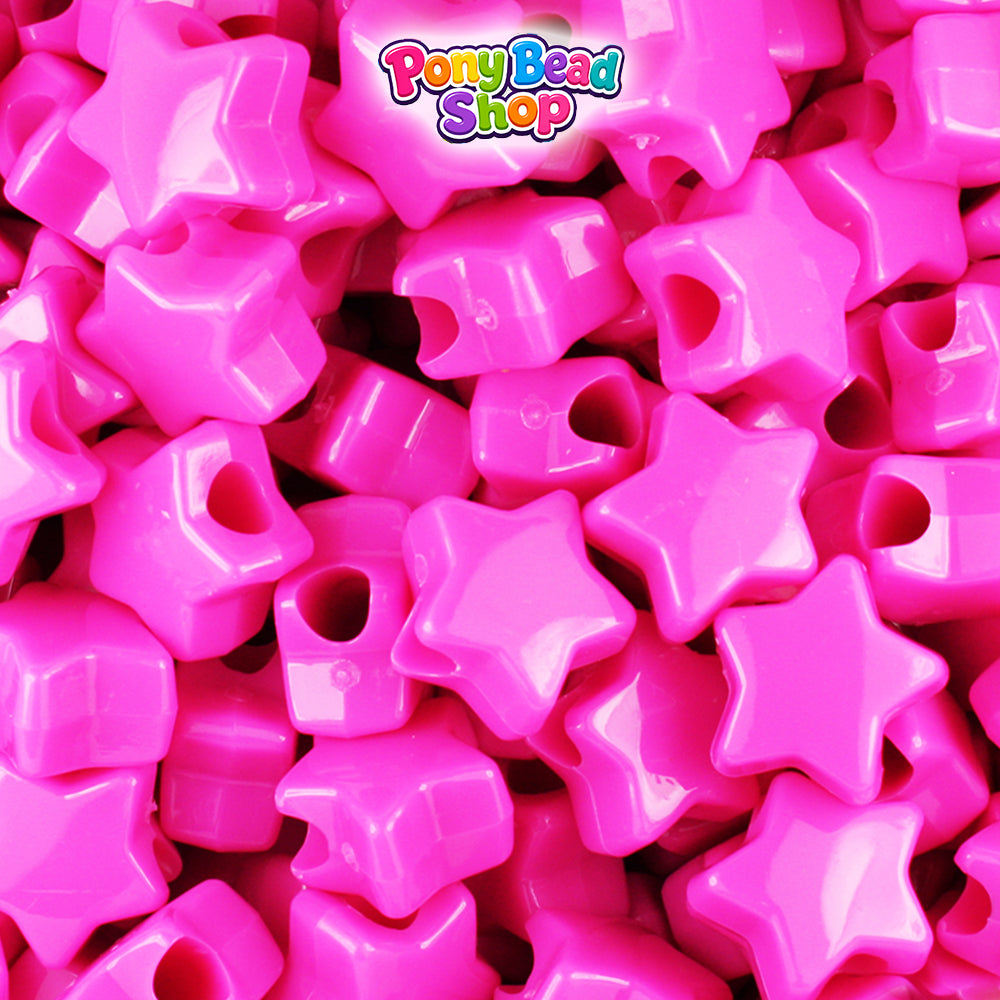 Dark Pink Opaque 13mm Star Plastic Pony Beads (250pcs)