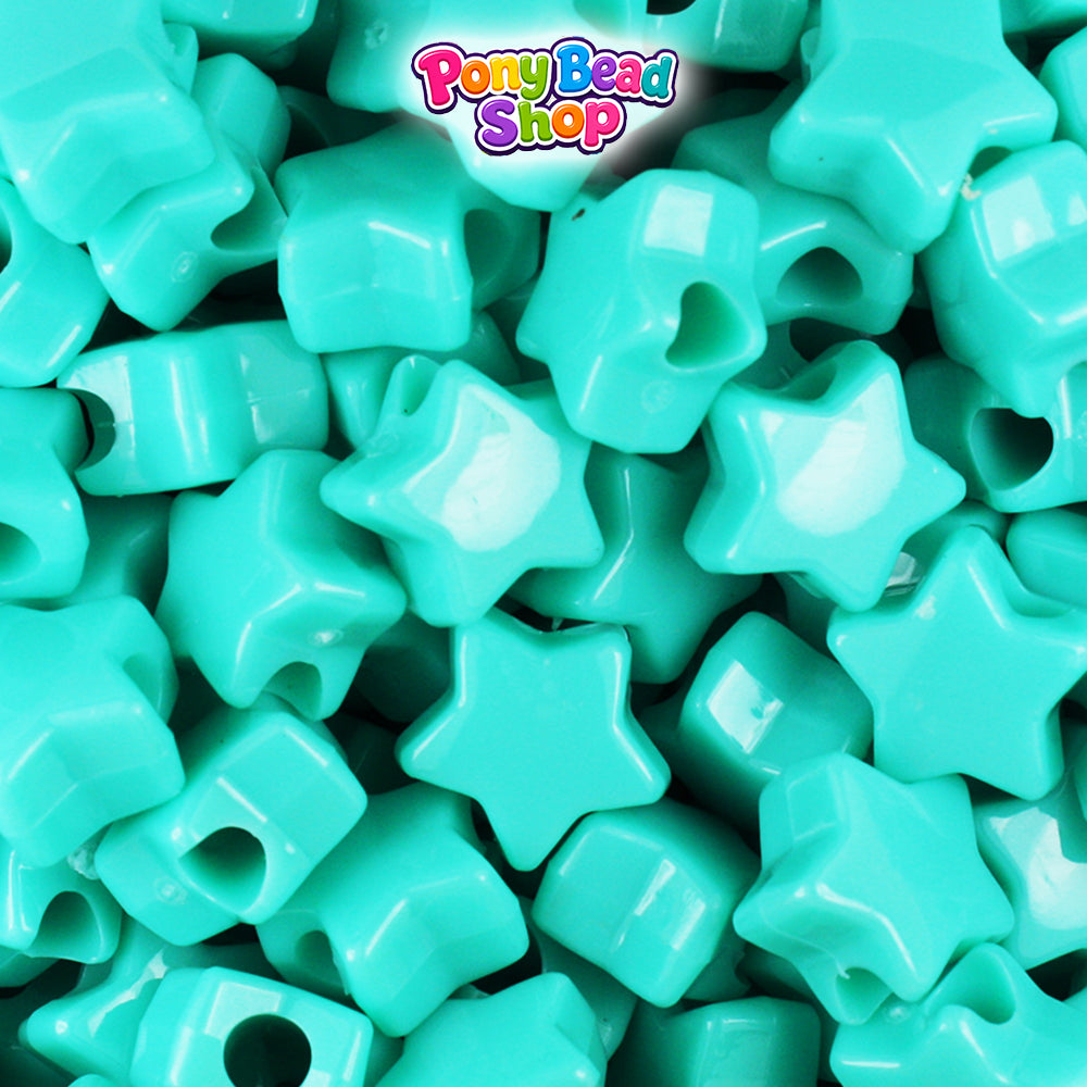 Light Turquoise Opaque 13mm Star Plastic Pony Beads (250pcs)