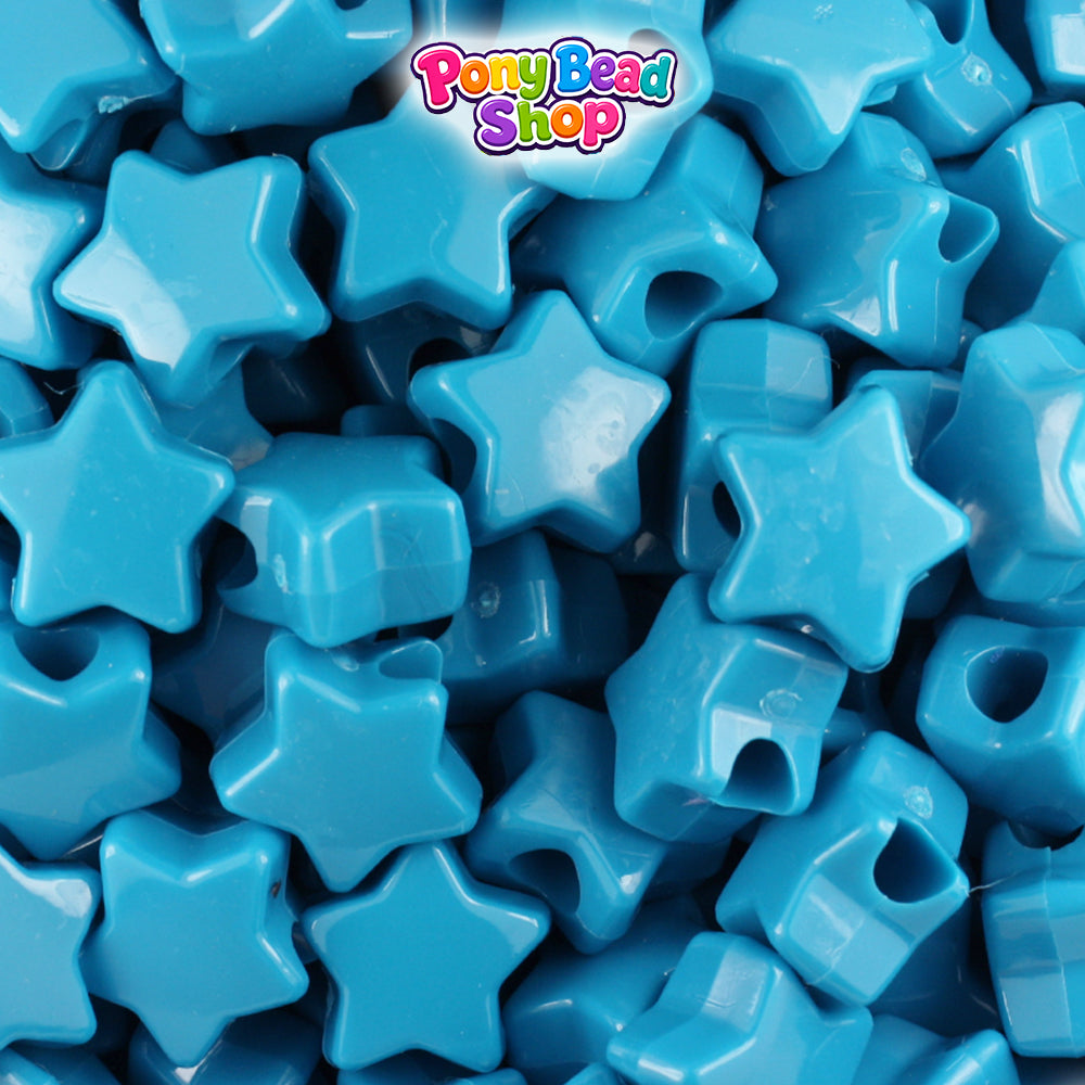 Dark Turquoise Opaque 13mm Star Plastic Pony Beads (250pcs)