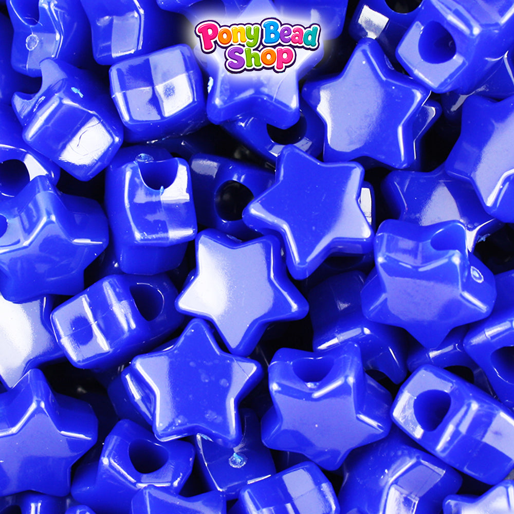 Royal Blue Opaque 13mm Star Plastic Pony Beads (250pcs)