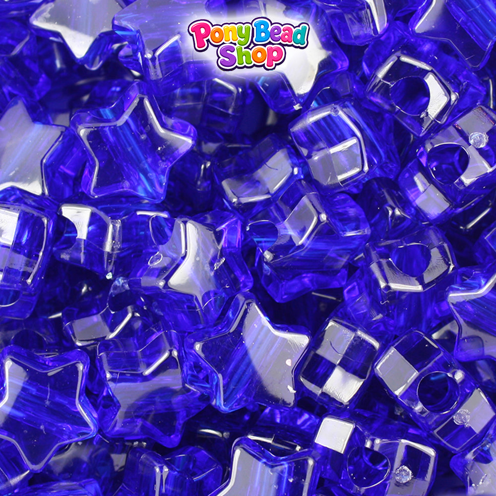 Midnight Transparent 13mm Star Plastic Pony Beads (250pcs)