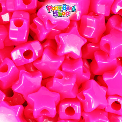 Magenta Neon Bright 13mm Star Plastic Pony Beads (250pcs)