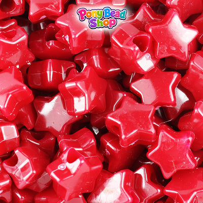 Burgundy Opaque 13mm Star Plastic Pony Beads (250pcs)