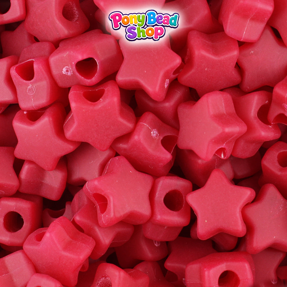 Burgundy Matte 13mm Star Plastic Pony Beads (250pcs)