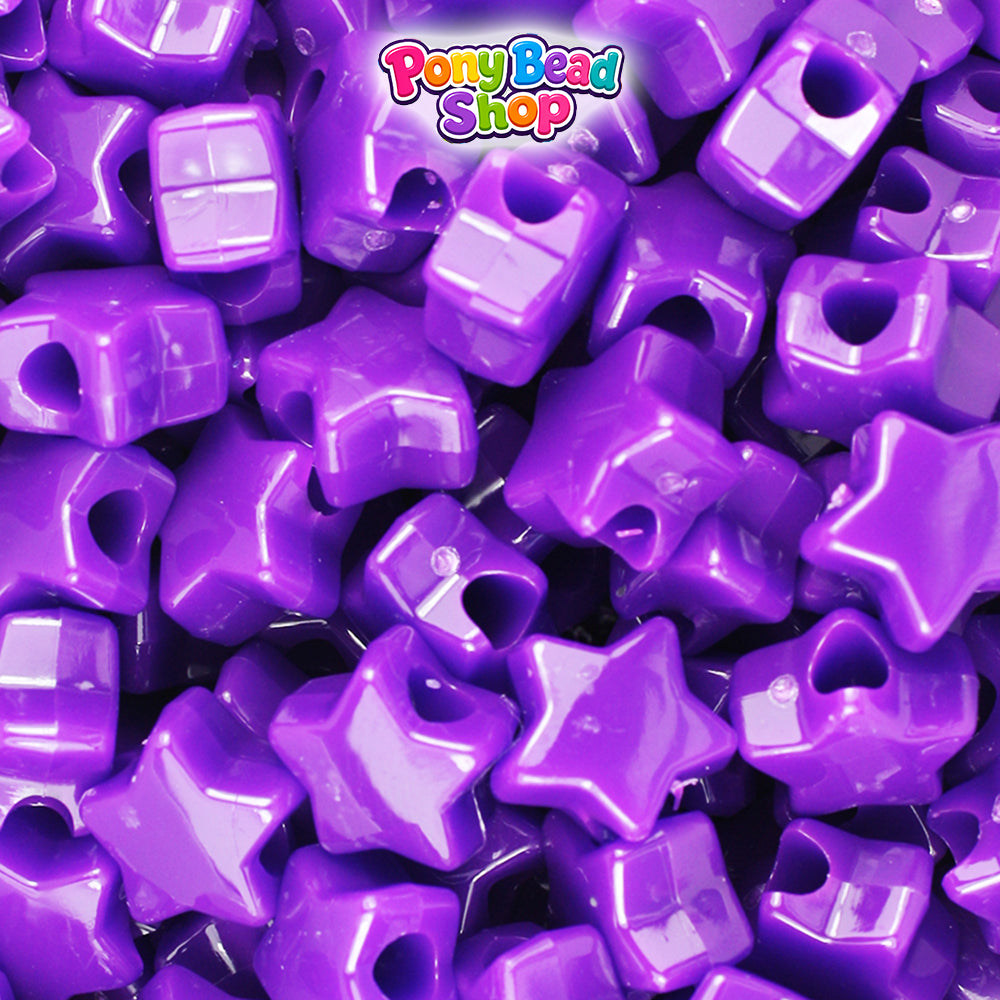 Plum Neon Bright 13mm Star Plastic Pony Beads (250pcs)