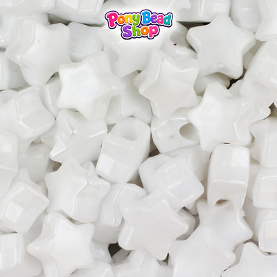White Pearl 13mm Star Plastic Pony Beads (250pcs)
