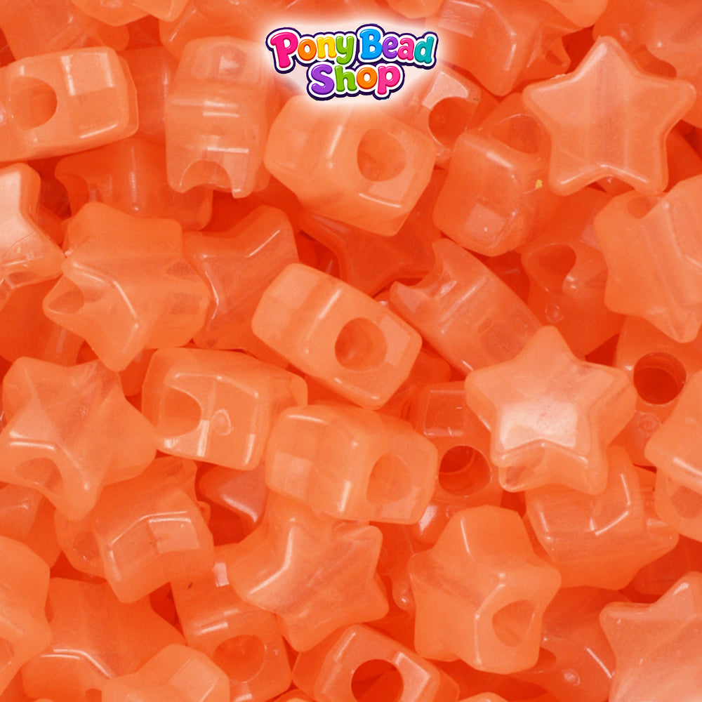 Orange Glow 13mm Star Plastic Pony Beads (250pcs)