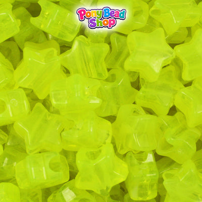 Yellow Glow 13mm Star Plastic Pony Beads (250pcs)