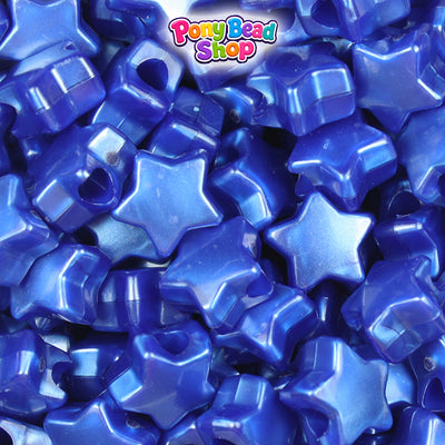 Cobalt Pearl 13mm Star Plastic Pony Beads (250pcs)
