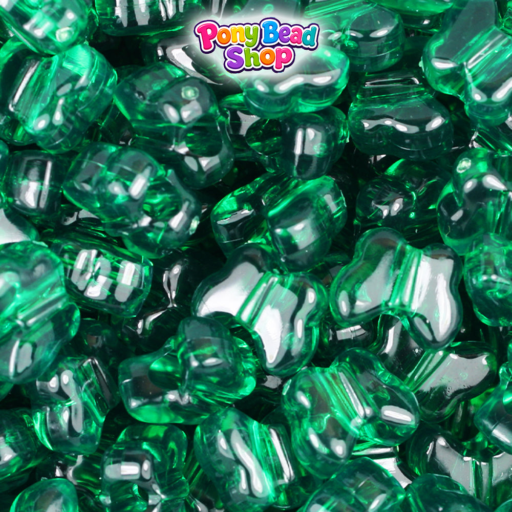 Emerald Transparent 13mm Butterfly Plastic Pony Beads (250pcs)