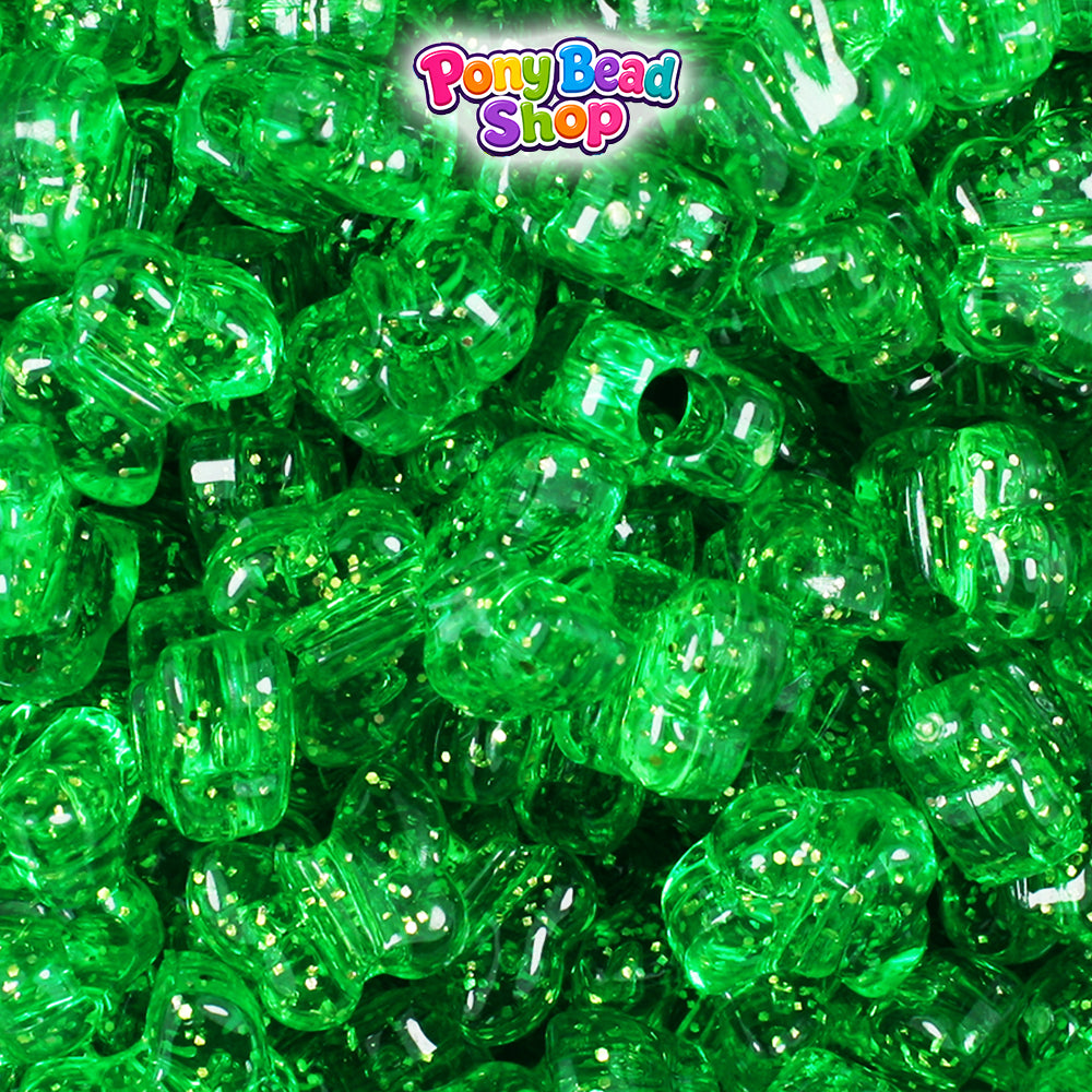 Mint Sparkle 13mm Butterfly Plastic Pony Beads (250pcs)