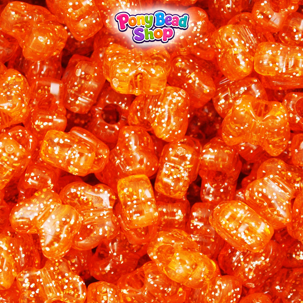 Orange Sparkle 13mm Butterfly Plastic Pony Beads (250pcs)