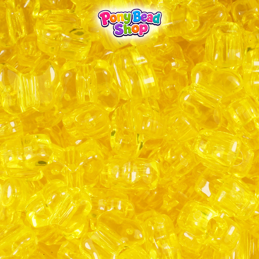 Yellow Transparent 13mm Butterfly Plastic Pony Beads (250pcs)